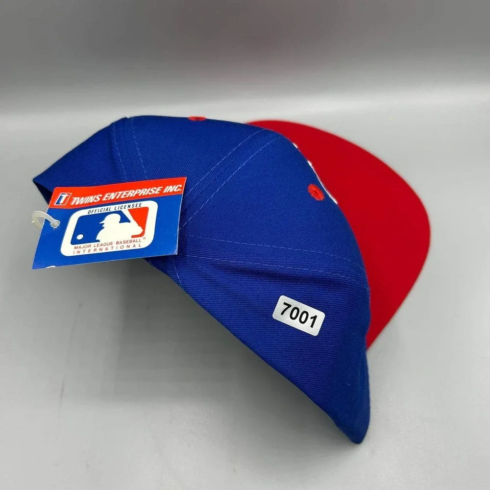 Vintage Chicago Cubs Hat Men Blue Red Twins Enterprise MLB Snap Back Cap New